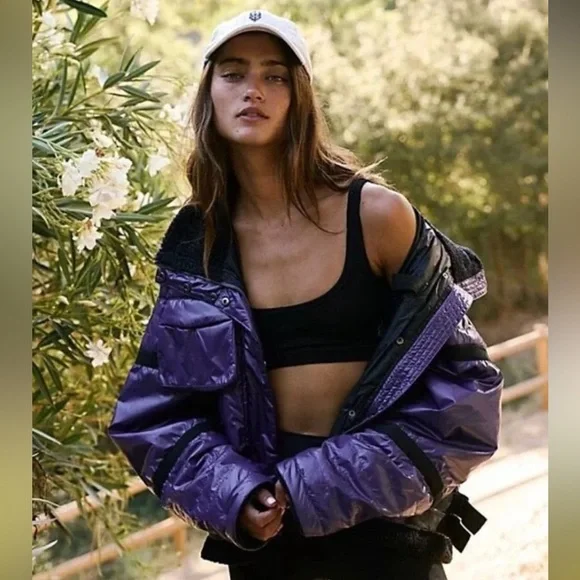 NWOT Free People Movement Vagabond Bomber Sherpa Lined Packable Jacket - Picture 3 of 10